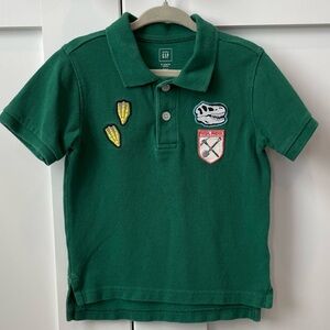 Gap Short Sleeve, Green, Dino Polo Shirt. Boys size 2T.